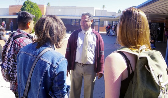 New Assistant Principal David Montaño Talking To Pueblo Students At Lunch